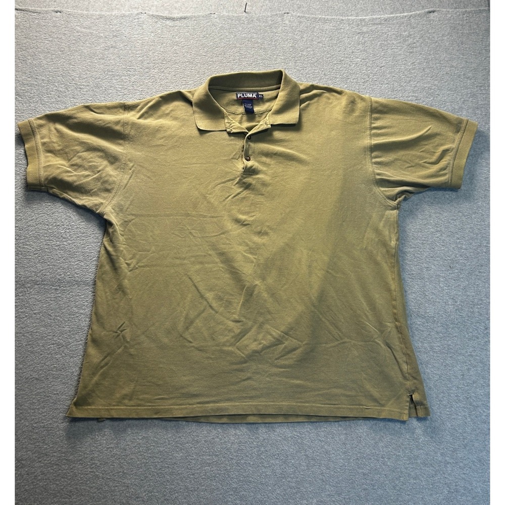Polo Shirt Short Mens XL Olive Green Sleeve Cotton Lycra Casual Golf Pluma